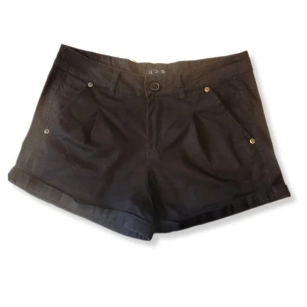U2B Mid-Rise Black Cotton Shorts Size Small